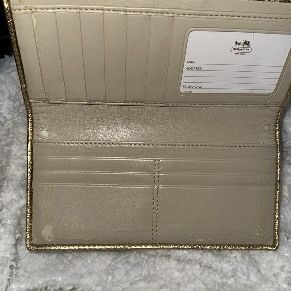 Coach Gold metallic cream and brown signature canvas long Wallet bundle - Picture 14 of 16